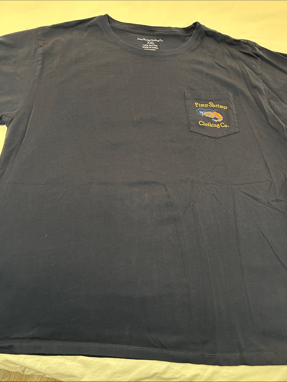 Men's Navy Pimp Shrimp Pocket T-Shirt